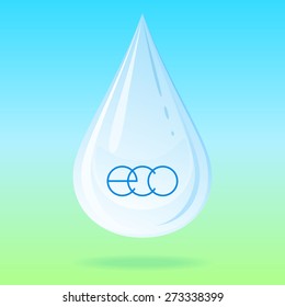 Vector illustration with water drop on colored background.