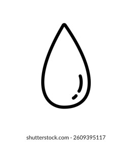 A vector illustration of a water drop in outlined style, isolated on a white background. Ideal for environmental, hydration, nature, and clean water-themed designs.