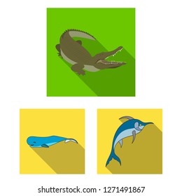 Vector illustration of water and drop sign. Collection of water and splash vector icon for stock.