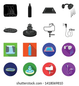 Vector illustration of water and drop sign. Collection of water and splash stock vector illustration.