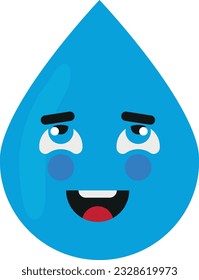 Imagen vectorial de una gota de agua sonriendo alegre y feliz.