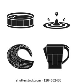 Vector illustration of water and drop symbol. Collection of water and splash stock symbol for web.