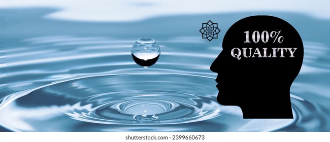 Vector Illustration of Water Droplet Background with the Text '100% Quality.