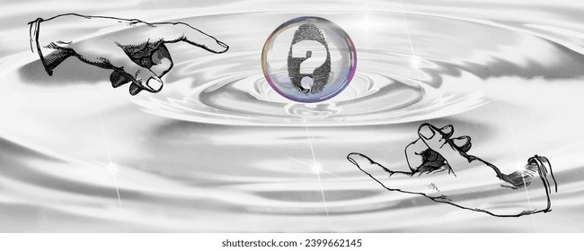 Vector Illustration of a Water Droplet Background with a Question Mark