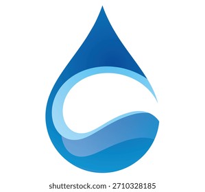 Vector illustration of a water droplet. Simple water droplet vector logo. Water vector logo. Blue water droplet