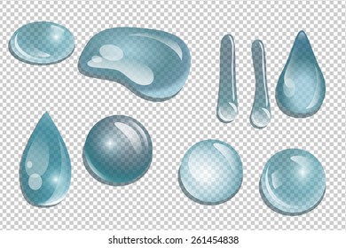 Vector illustration. Water droplets on a transparent background.