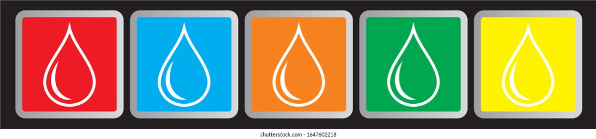Vector illustration. Water drops in different colors. EPS10.