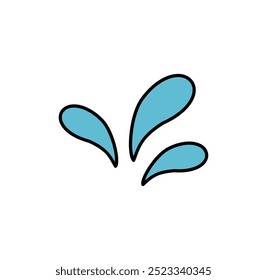 Vector illustration of water drops doodle icon on white background.