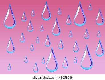Vector illustration of water drops falling from up above background