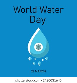Vector illustration of water drops with a globe symbol in the middle. World water day concept.