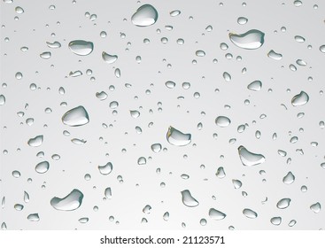 Vector illustration of water drops on a clear glass