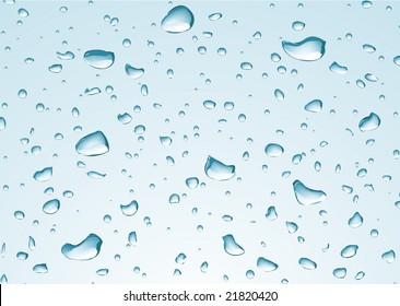 Vector illustration of water drops on a clear glass