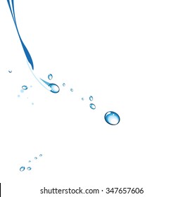 Vector illustration of water drops on white.