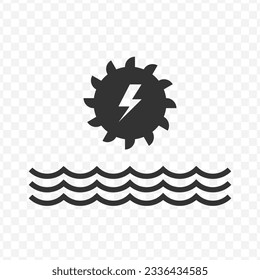 Vector illustration of water electricity icon in dark color and transparent background(PNG).
