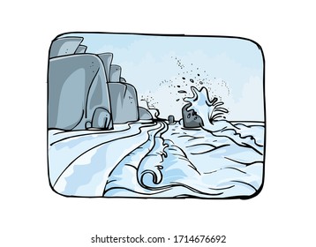 Ilustración vectorial de caída de agua.