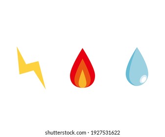 Vector illustration of water, gas, and electricity. Illustrations related to living.