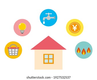 Vector illustration of water, gas, and electricity. Illustrations related to living.