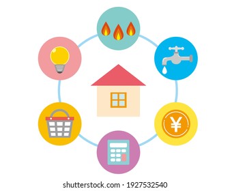 Vector illustration of water, gas, and electricity. Illustrations related to living.