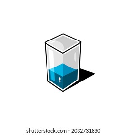 Vector Illustration Of Water In A Glass Box