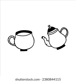vector illustration of water jug ​​and cup