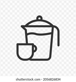 Vector Illustration Of Water Jug And Glass Icon In Dark Color And Transparent Background(png).