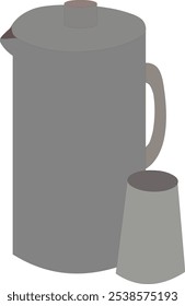 Vector illustration of a water jug and a glass isolated on white.plastic jug flat icon