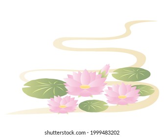 Vector illustration of Water lily. Blooming flowers.