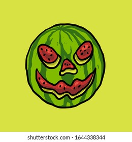 Vector Illustration Of Water Melon Monster