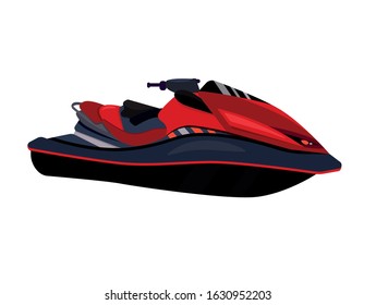 vector illustration, water motorcycle in red and black color,  personal watercraft, extreme sport