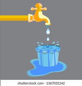 vector illustration of water overflowing from bucke