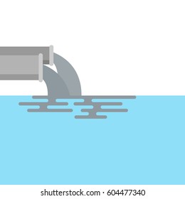 Vector Illustration  Water Pollution From Industry.dirty Waste Water In The Sea