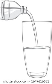 Ilustración vectorial del agua que se vierte en una taza