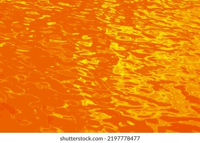 Vector illustration of water ripple texture background. Wavy water surface during sunset, golden light reflecting in the water.
