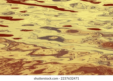 Ilustración vectorial del fondo de la textura de la onda de agua. Superficie de agua ondulada durante la puesta de sol, luz dorada que se refleja en el agua.
