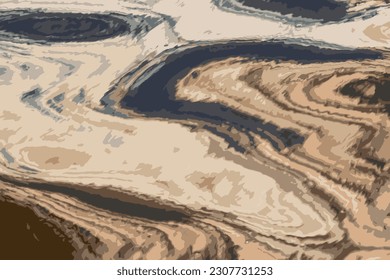 Vector Illustration of water ripple texture background. Wavy water surface during sunset, golden light reflecting in the water.
