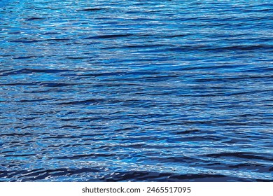 Vector illustration of water ripple texture background. Wavy water surface during sunset, golden light reflected in the water.
