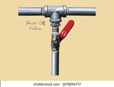 Vector Illustration of Water Shut Off, Shut Down Valve