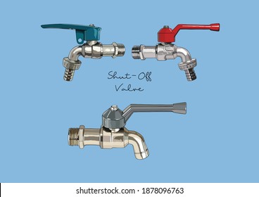 Vector Illustration of Water Shut Off, Shut Down Valve