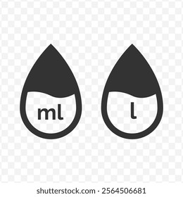 Vector illustration of water size icon in dark color and transparent background(PNG).