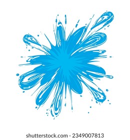Ilustración vectorial de la salpicadura de agua en el estilo de dibujo de dibujos animados. Blob de pintura azul. Mancha líquida