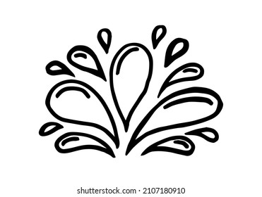 Vector illustration of water splash isolated on white background. Doodle style.