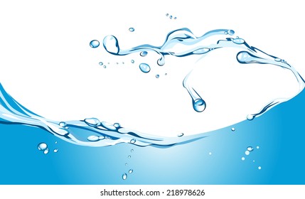 Vector illustration of water splash on white.