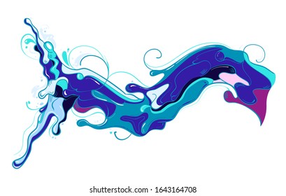 Vector illustration of water. Water splashes on a white background.