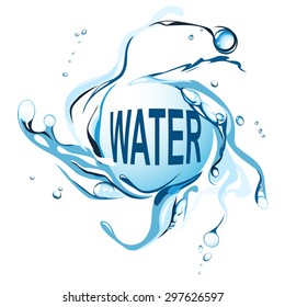 Vector illustration of water swirl on white. Empty frame where you can type your own text.