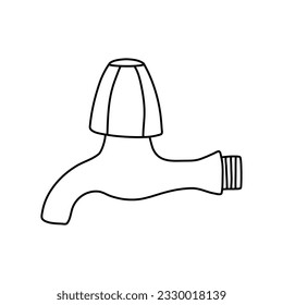 Vector illustration of  water tap or faucet on white background. Hand drawn doodle.