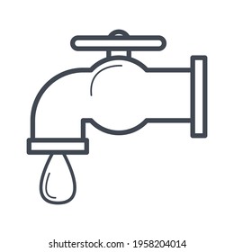 Vector illustration of water tap icon with line style. Good for graphic assets in web design, UI, banners, drawing books, and brochures. simple design.