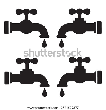 Vector illustration Water Tap icons Black White Silhouette Style