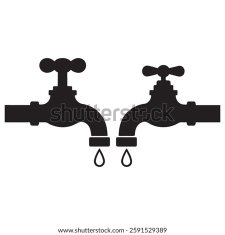 Vector illustration Water Tap icons Black White Silhouette Style