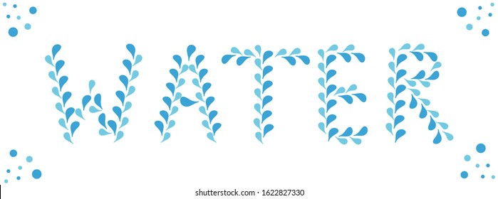 Vector illustration of  Water text for logotype, t-shirt, banner, magazine, poster, decoration, postcard. Water calligraphy background. Water lettering. EPS 10. 