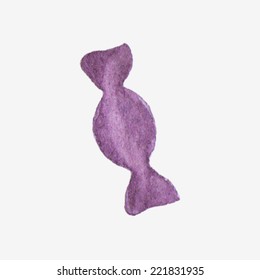 Vector illustration. Watercolor or aquarelle candy. Hand-drawn object isolated on white background.